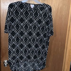 LulaRoe Irma black white and gray polka dot